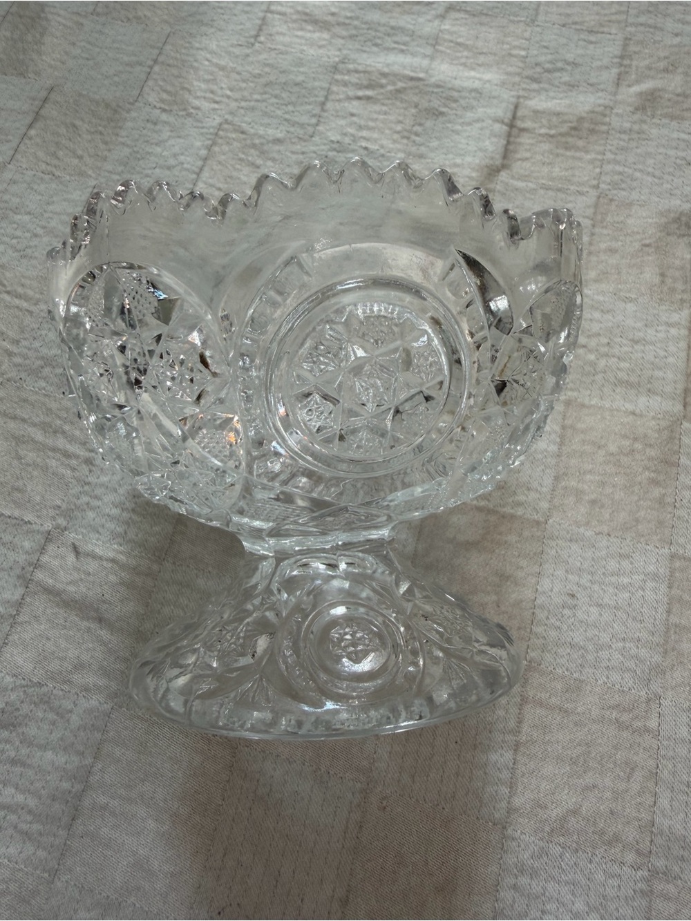 Pressed Glass Compote Bowl - Clear